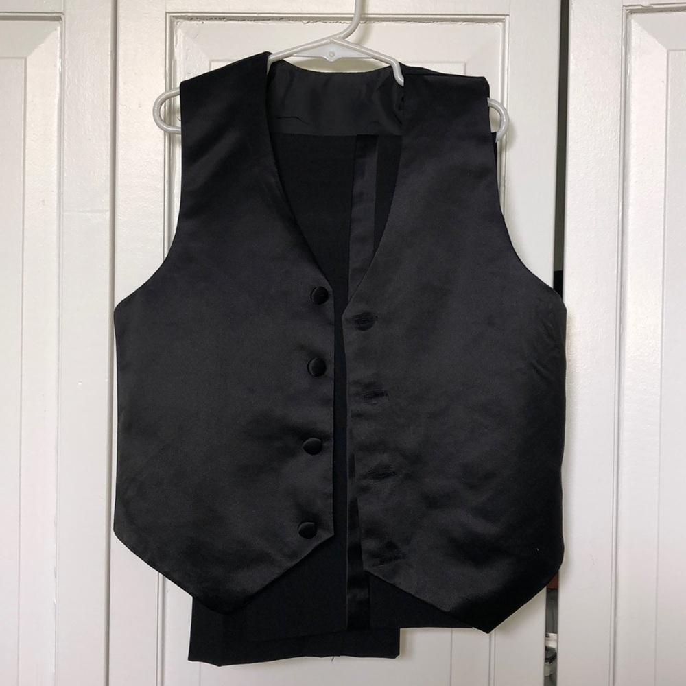 Boys black tuxedo jacket and pants.